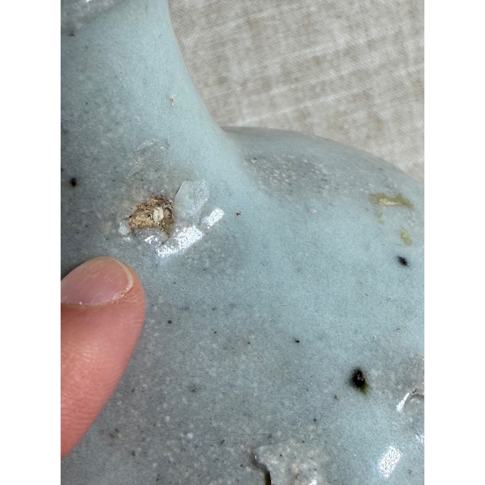 Vintage Studio Pottery Vase Hand Painted Leaf Design Blue Gray Ceramic Bud Vase - Picture 6 of 8